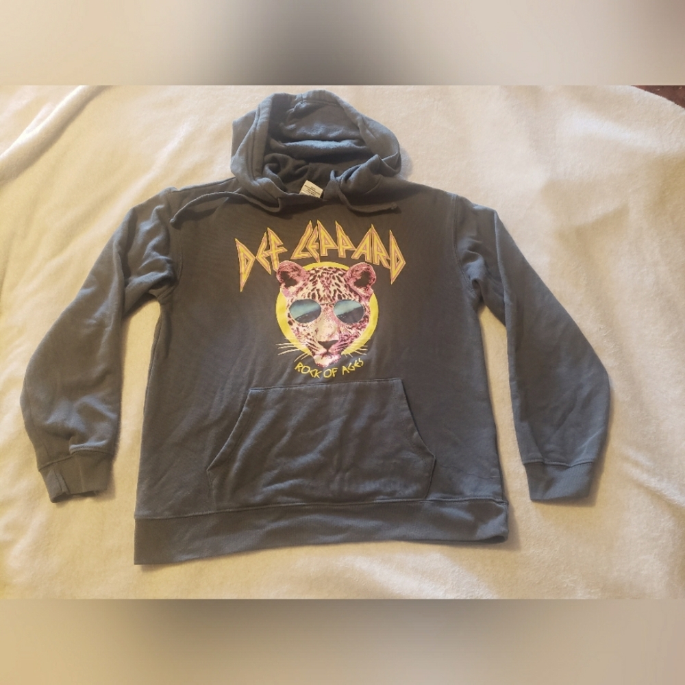 Def Leppard 2021 Rock Of Ages Gray Hoodie Sweatshirt Size Medium